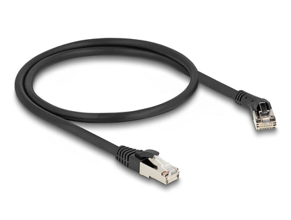 Delock RJ45 Network Cable Cat.6A S/FTP plug 45° right angled to plug straight 0.5 m black - delock.israel