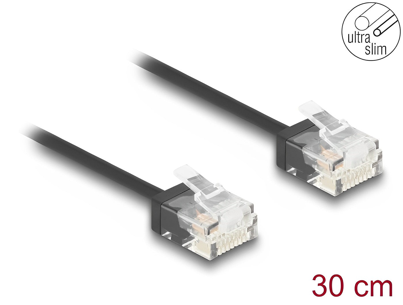 כבל רשת לא מסוכך RJ45 Cat.6 UTP Ultra Slim ז/ זעם תקעים קצרים - delock.israel