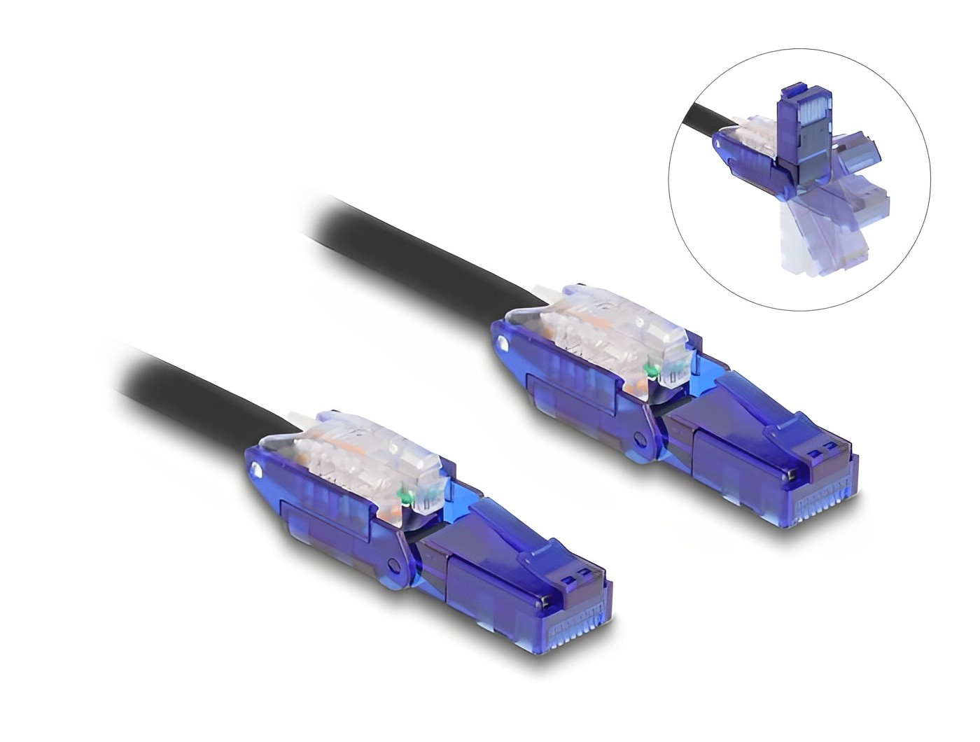 Delock RJ45 Network Cable Cat.6 UTP with 180° angled plugs black - delock.israel