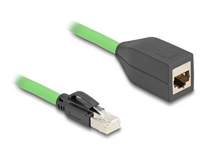 Delock RJ45 Network Extension Cable Cat.6A plug to jack SF/UTP suitable for drag chains PUR (TPU) green-_delock.israel