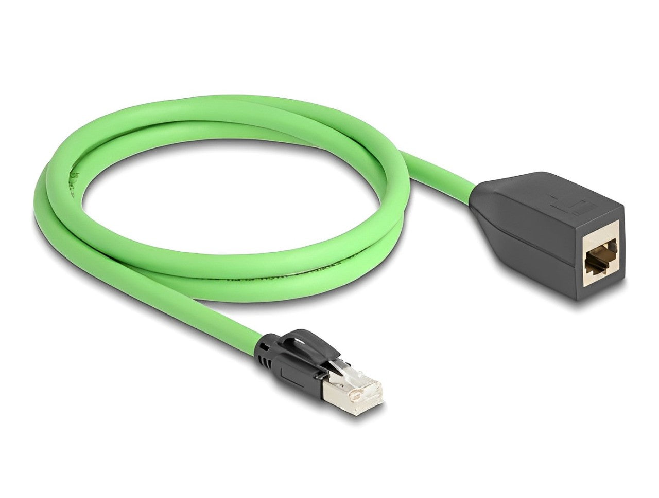 Delock RJ45 Network Extension Cable Cat.6A plug to jack SF/UTP suitable for drag chains PUR (TPU) 1 m green-_delock.israel