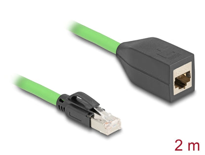 Delock RJ45 Network Extension Cable Cat.6A plug to jack SF/UTP suitable for drag chains PUR (TPU) 2 m green-_delock.israel