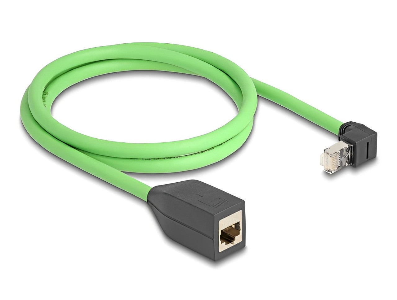 Delock RJ45 Network Extension Cable Cat.6A plug upwards angled to jack SF/UTP suitable for drag chains PUR (TPU) 1 m green-_delock.israel