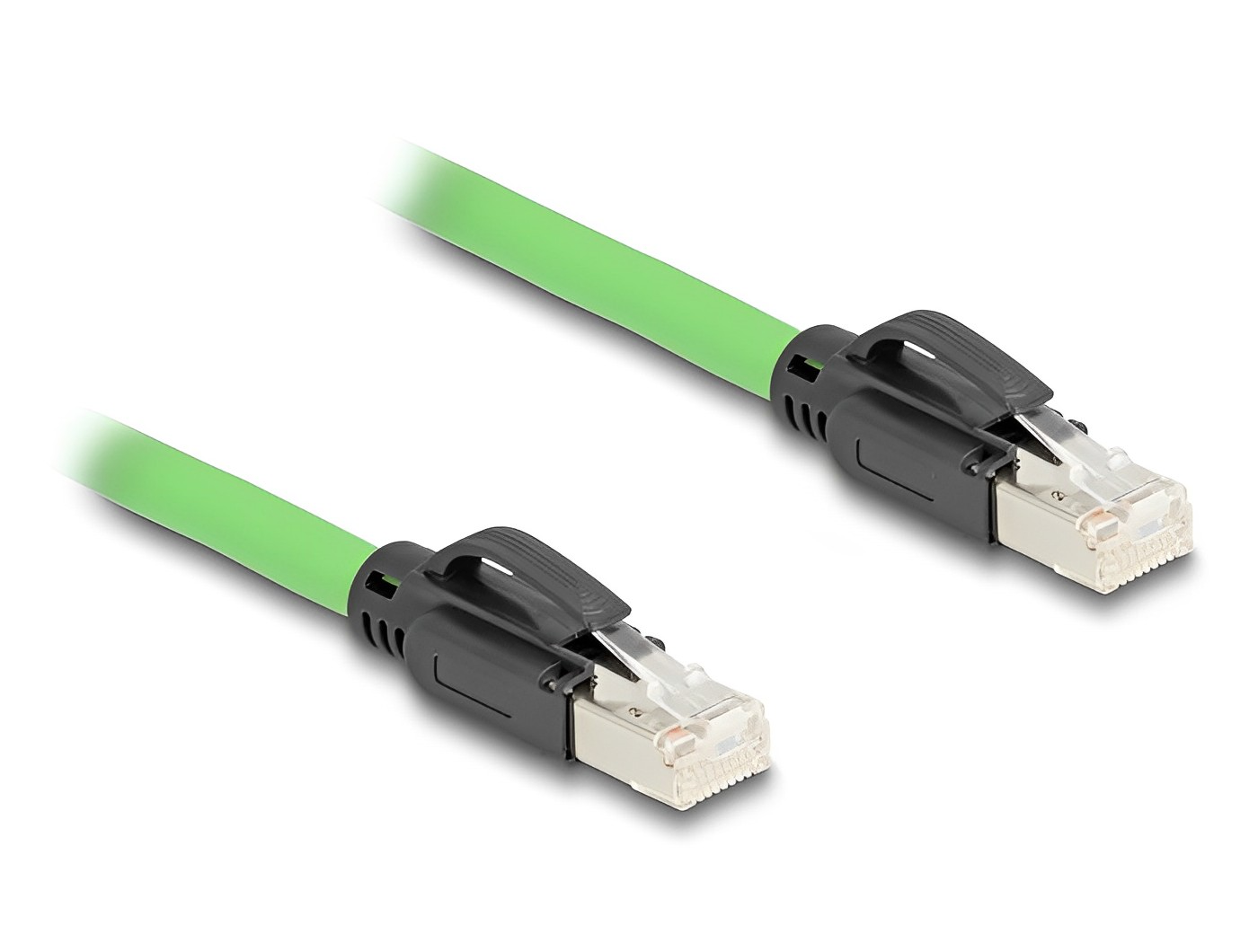 Delock RJ45 Network Cable Cat.6A plug to plug SF/UTP suitable for drag chains PUR (TPU) green-_delock.israel