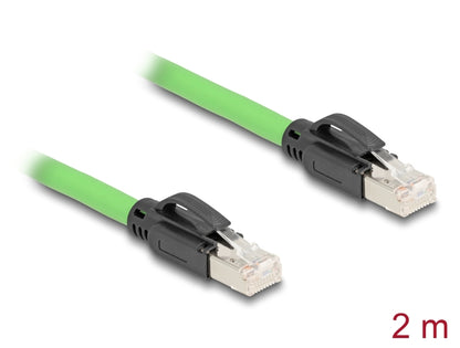 Delock RJ45 Network Cable Cat.6A plug to plug SF/UTP suitable for drag chains PUR (TPU) 2 m green-_delock.israel