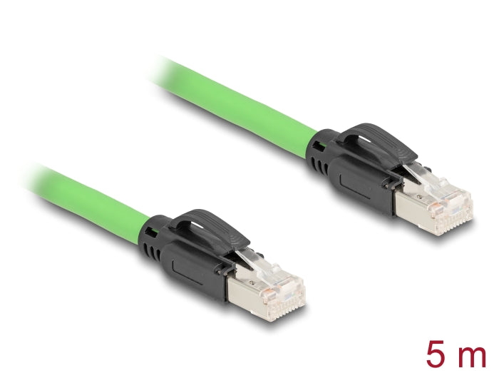 Delock RJ45 Network Cable Cat.6A plug to plug SF/UTP suitable for drag chains PUR (TPU) 5 m green-_delock.israel