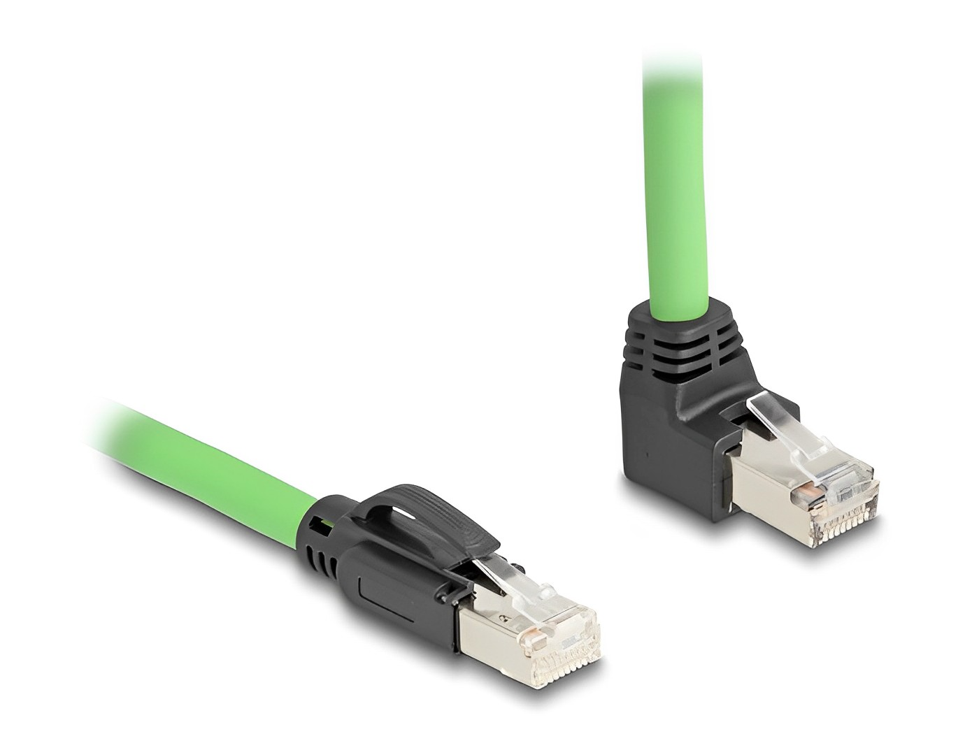 Delock RJ45 Network Cable Cat.6A plug to plug upwards angled SF/UTP suitable for drag chains PUR (TPU) green-_delock.israel