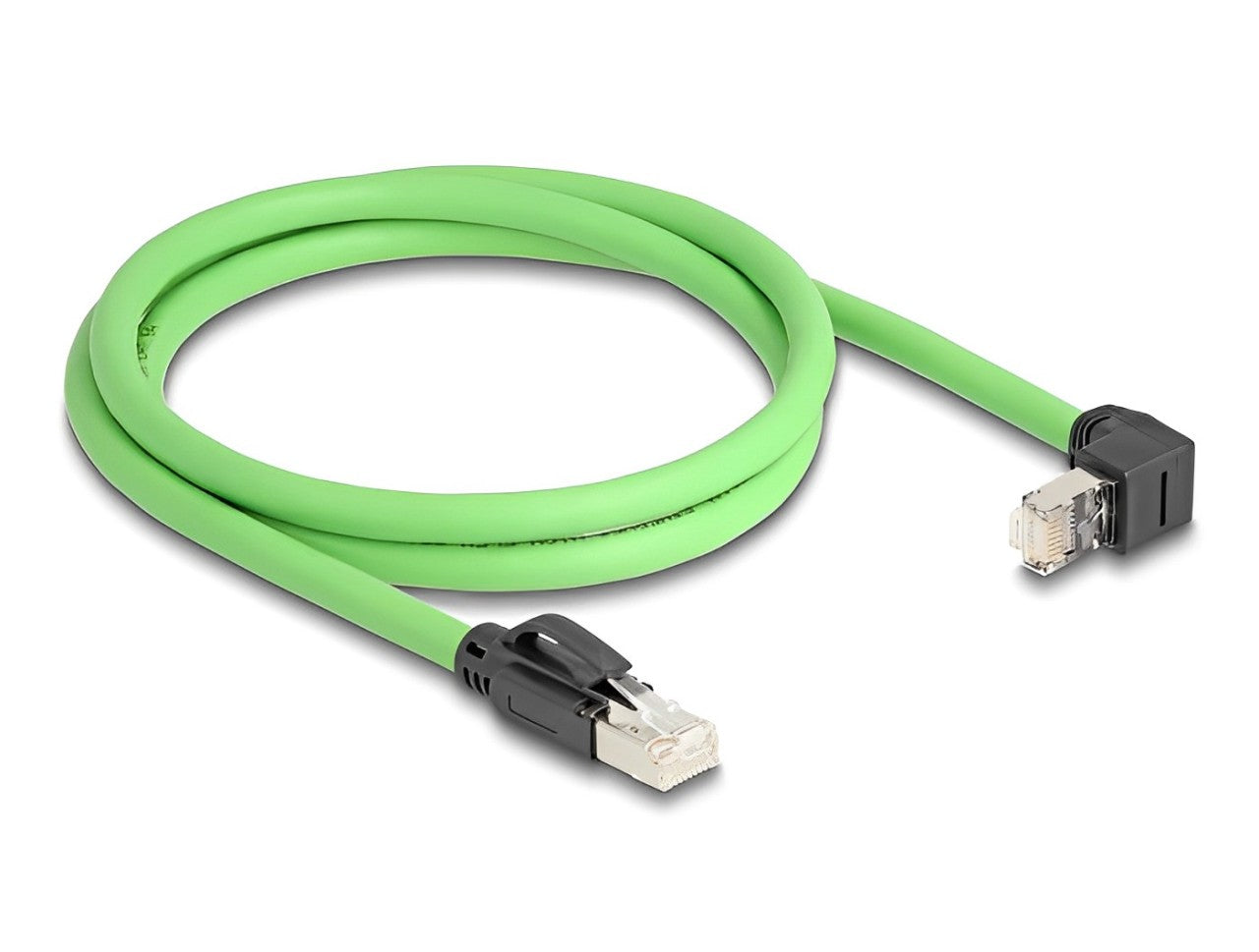 Delock RJ45 Network Cable Cat.6A plug to plug upwards angled SF/UTP suitable for drag chains PUR (TPU) 1 m green-_delock.israel