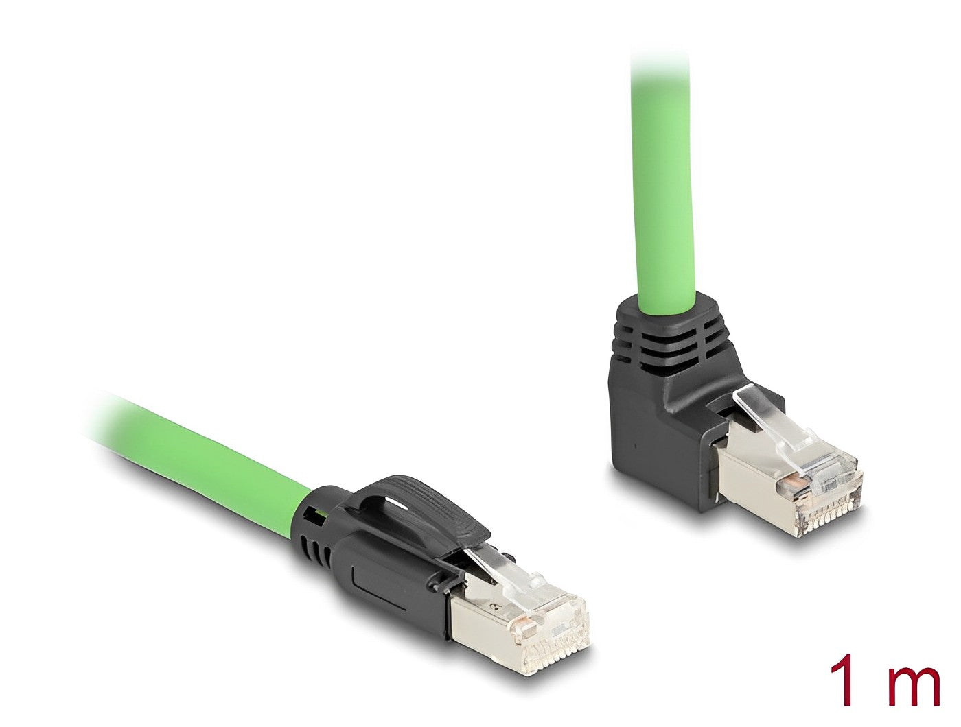 Delock RJ45 Network Cable Cat.6A plug to plug upwards angled SF/UTP suitable for drag chains PUR (TPU) 1 m green-_delock.israel