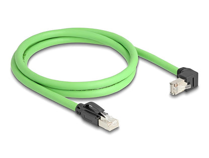 Delock RJ45 Network Cable Cat.6A plug to plug downwards angled SF/UTP suitable for drag chains PUR (TPU) 1 m green-_delock.israel