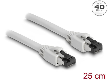 Delock RJ45 Network Cable Cat.8.1 S/FTP 0.25 m up to 40 Gbps grey - delock.israel