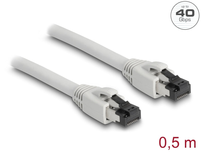 Delock RJ45 Network Cable Cat.8.1 S/FTP 0.5 m up to 40 Gbps grey - delock.israel