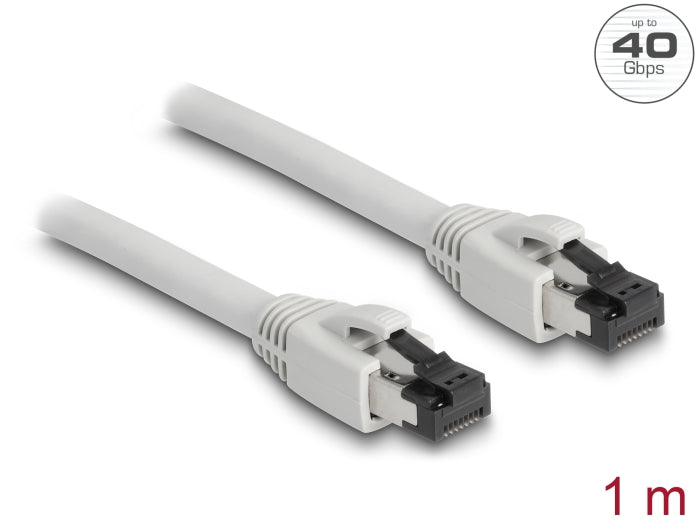 Delock RJ45 Network Cable Cat.8.1 S/FTP 1 m up to 40 Gbps grey - delock.israel