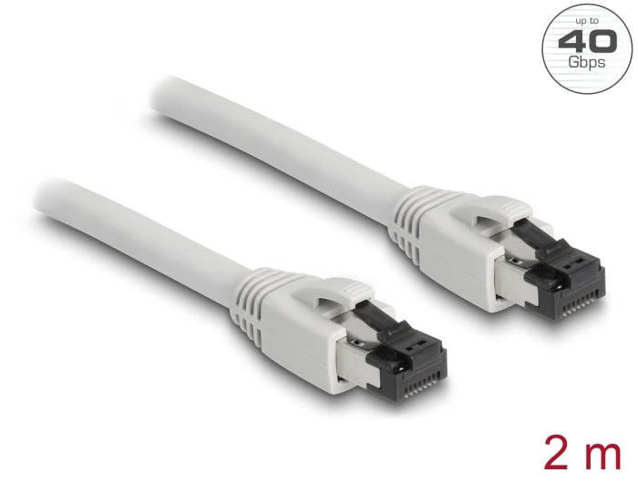 Delock RJ45 Network Cable Cat.8.1 S/FTP 2 m up to 40 Gbps grey - delock.israel