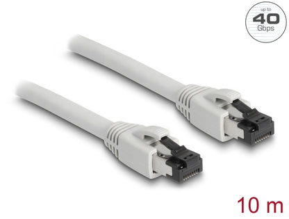 Delock RJ45 Network Cable Cat.8.1 S/FTP 10 m up to 40 Gbps grey - delock.israel