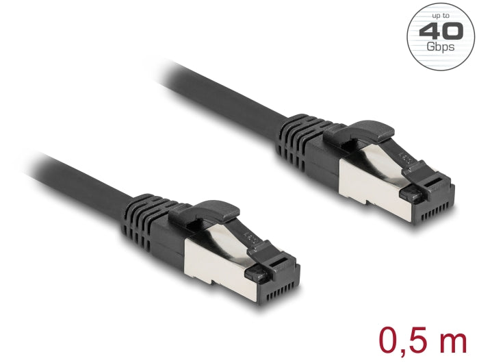 Delock RJ45 Network Cable Cat.8.1 S/FTP 0.5 m up to 40 Gbps black - delock.israel