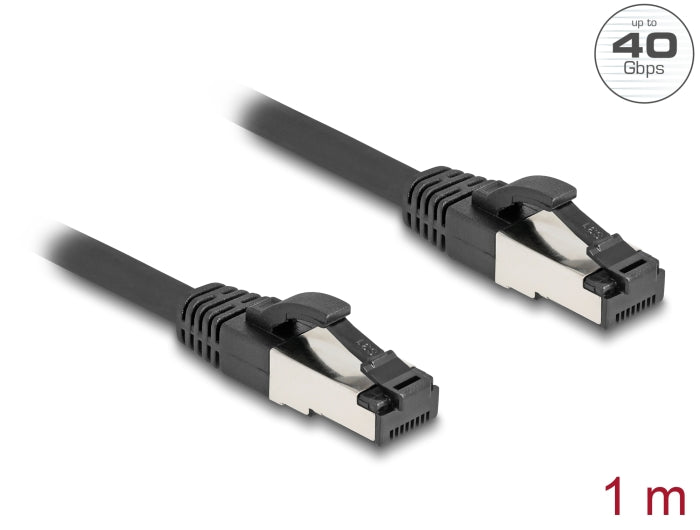 Delock RJ45 Network Cable Cat.8.1 S/FTP 1 m up to 40 Gbps black - delock.israel