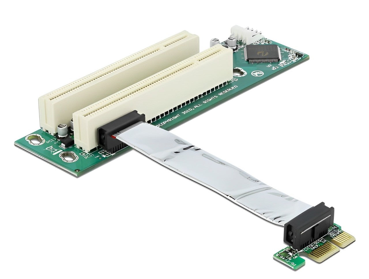 Delock Riser Card PCI Express x1 > 2 x PCI with flexible cable 9 cm left insertion - delock.israel