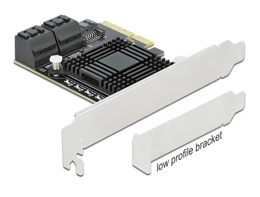כרטיס SATA PCI-E x4 Low Profile עם 5 יציאות SATA 6 Gb/s 7 pin - delock.israel