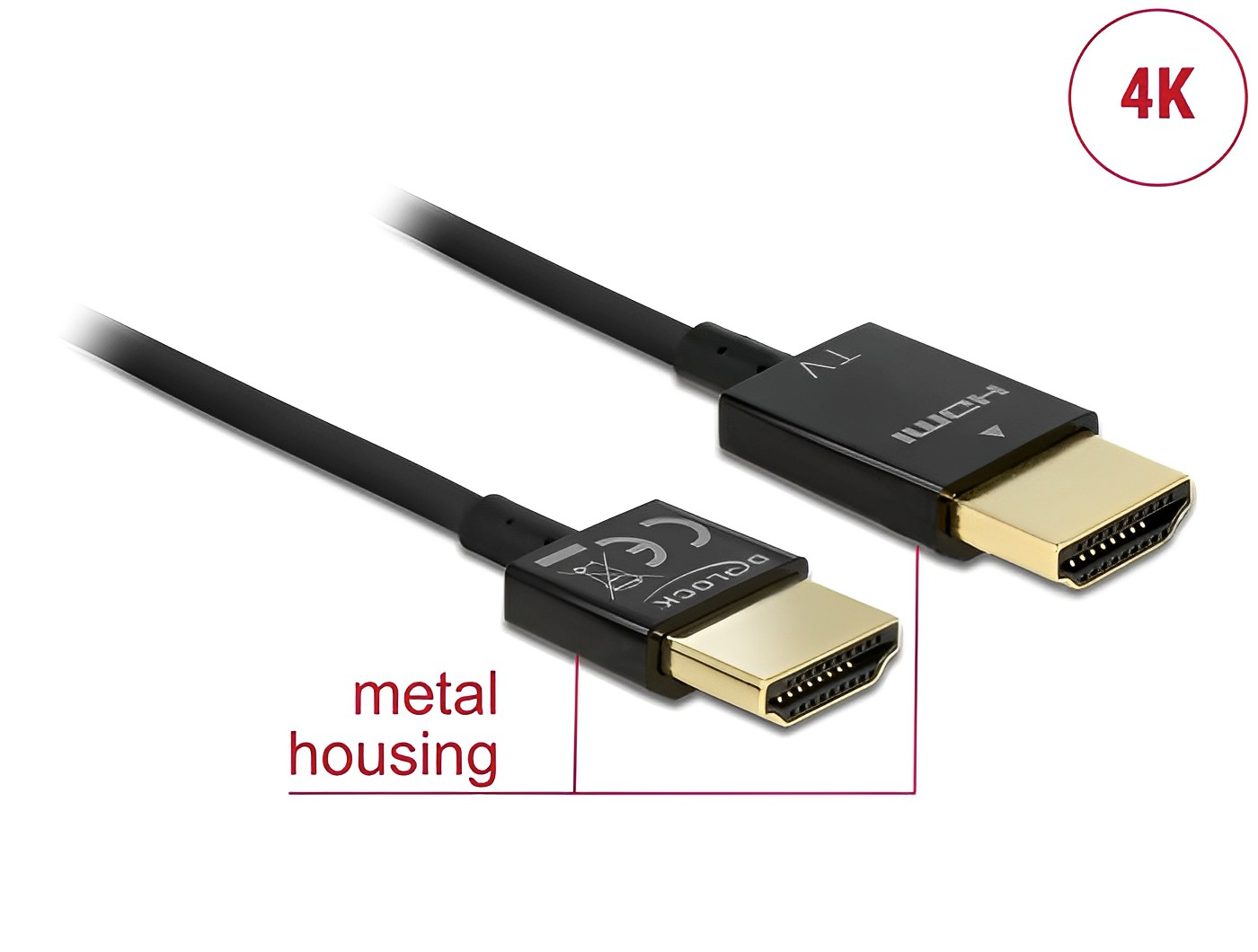 Delock Cable High Speed HDMI with Ethernet - HDMI-A male > HDMI-A male 3D 4K 3 m Active Slim High Quality - delock.israel