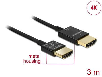 Delock Cable High Speed HDMI with Ethernet - HDMI-A male > HDMI-A male 3D 4K 3 m Active Slim High Quality - delock.israel