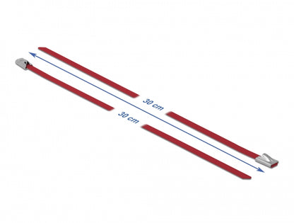 Delock Stainless Steel Cable Ties L 300 x W 4.6 mm red 10 pieces - delock.israel