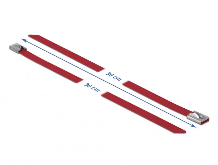 Delock Stainless Steel Cable Ties L 300 x W 7.9 mm red 10 pieces - delock.israel