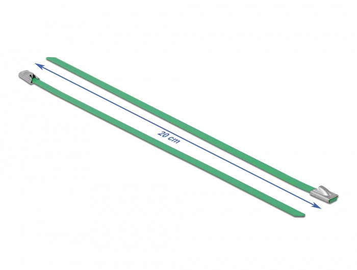 Delock Stainless Steel Cable Ties L 200 x W 4.6 mm green 10 pieces - delock.israel