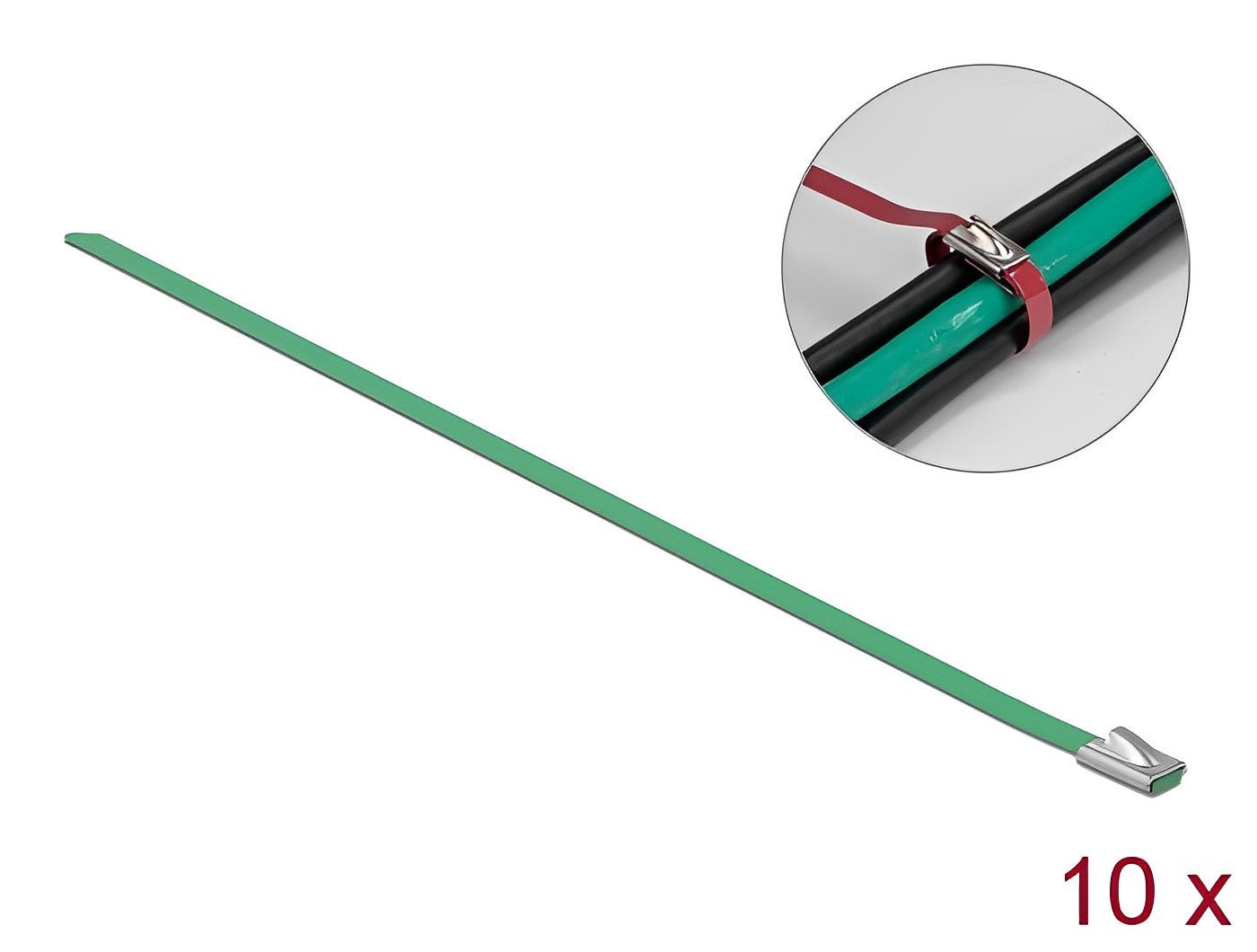 Delock Stainless Steel Cable Ties green 10 pieces - delock.israel