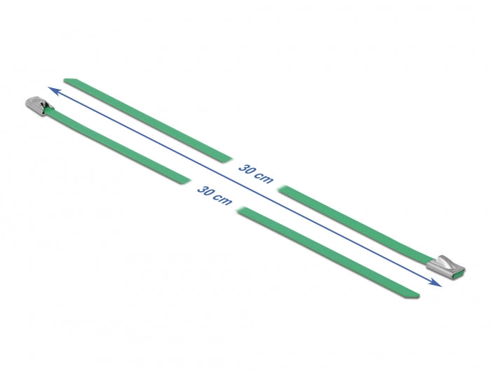 Delock Stainless Steel Cable Ties L 300 x W 4.6 mm green 10 pieces - delock.israel