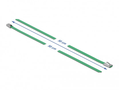 Delock Stainless Steel Cable Ties L 500 x W 4.6 mm green 10 pieces - delock.israel