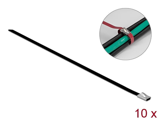 Delock Stainless Steel Cable Ties L 200 x W 4.6 mm black 10 pieces - delock.israel