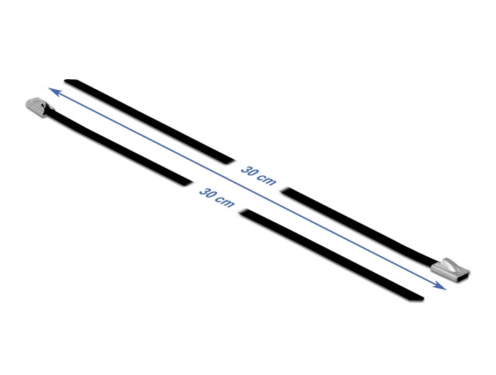 Delock Stainless Steel Cable Ties L 300 x W 4.6 mm black 10 pieces - delock.israel