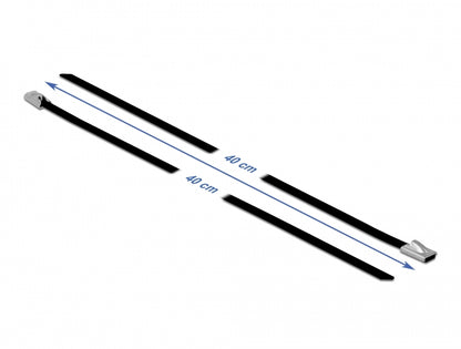 Delock Stainless Steel Cable Ties L 400 x W 4.6 mm black 10 pieces - delock.israel