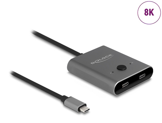 מיתוג USB-C 8K דו - כיווני עם 2 יציאות תומך 10Gbps - delock.israel
