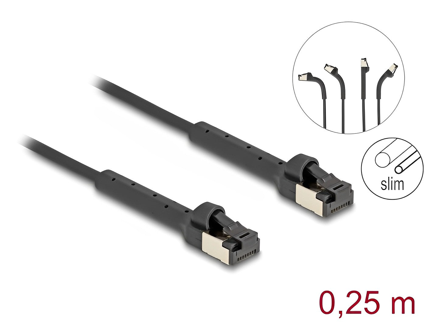 Delock RJ45 Slim Network Cable Cat.6A U/FTP angled black 0.25 m-delock.israel