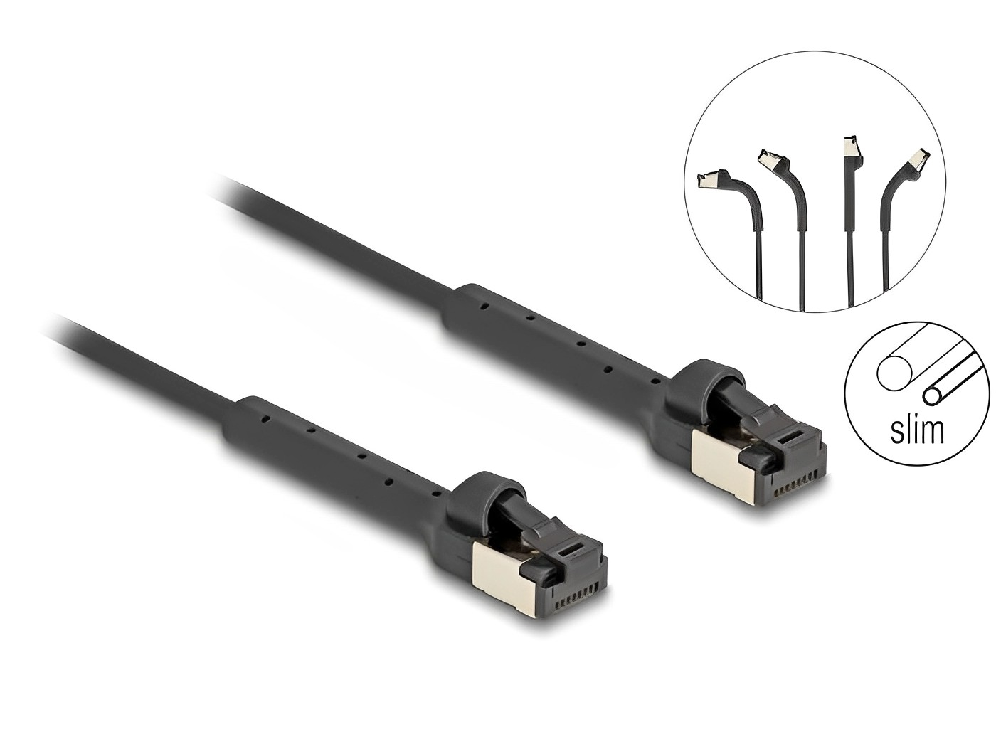 Delock RJ45 Slim Network Cable Cat.6A U/FTP angled black-delock.israel