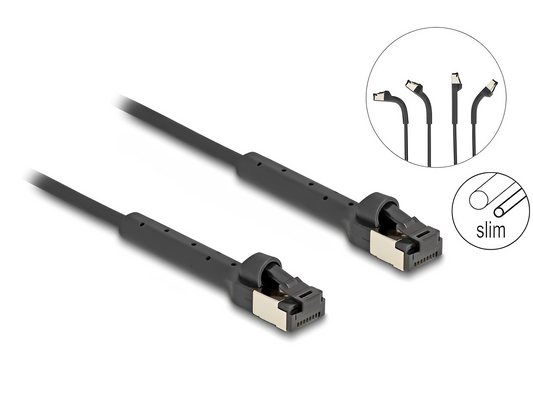 Delock RJ45 Slim Network Cable Cat.6A U/FTP angled black-delock.israel