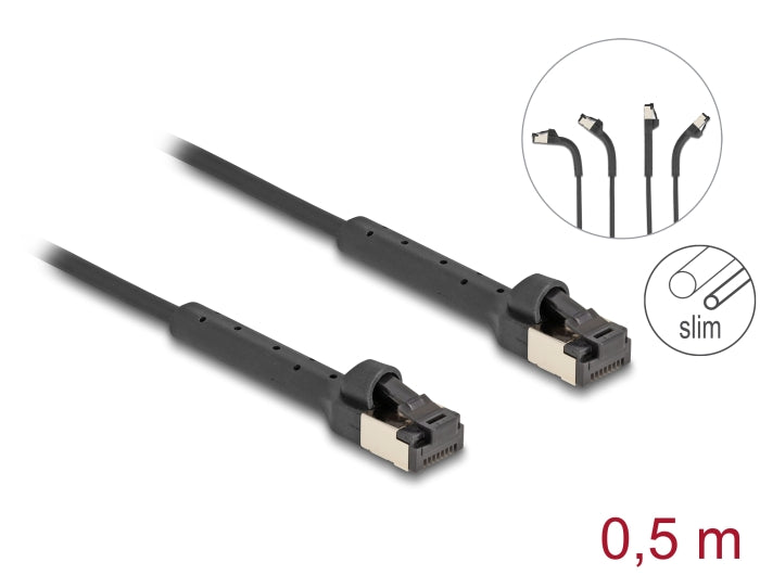 Delock RJ45 Slim Network Cable Cat.6A U/FTP angled black 0.5 m-delock.israel