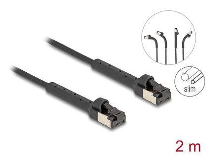 Delock RJ45 Slim Network Cable Cat.6A U/FTP angled black 2 m-delock.israel