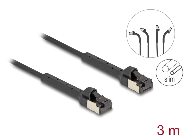 Delock RJ45 Slim Network Cable Cat.6A U/FTP angled black 3 m-delock.israel