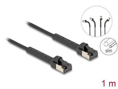 Delock RJ45 Slim Network Cable Cat.8.1 U/FTP angled up to 40 Gbps black 1 m-delock.israel