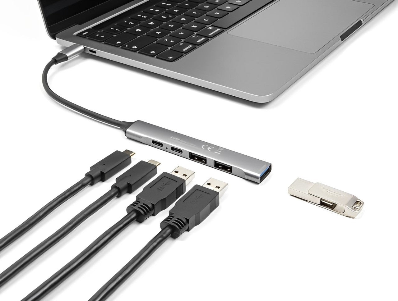 Delock 4 Port Slim USB Type-C™ Hub with 1 x USB 10 Gbps Type-A + 2 x USB 2.0 Type-A + 1 x USB 2.0 USB Type-C™ and PD 95 W - delock.israel