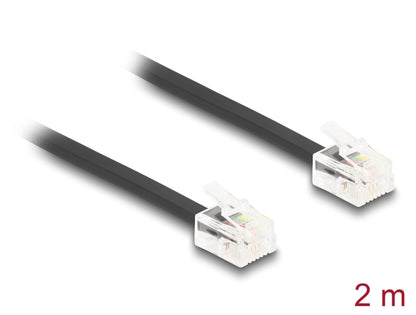 Delock Telephone Cable RJ11 plug to RJ11 plug black 2 m - delock.israel