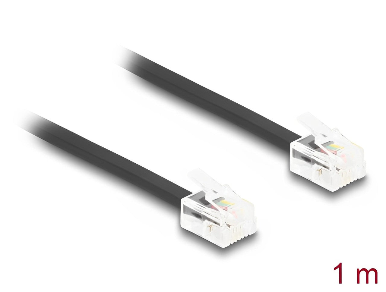 Delock Telephone Cable RJ11 plug to RJ11 plug black 1 m - delock.israel