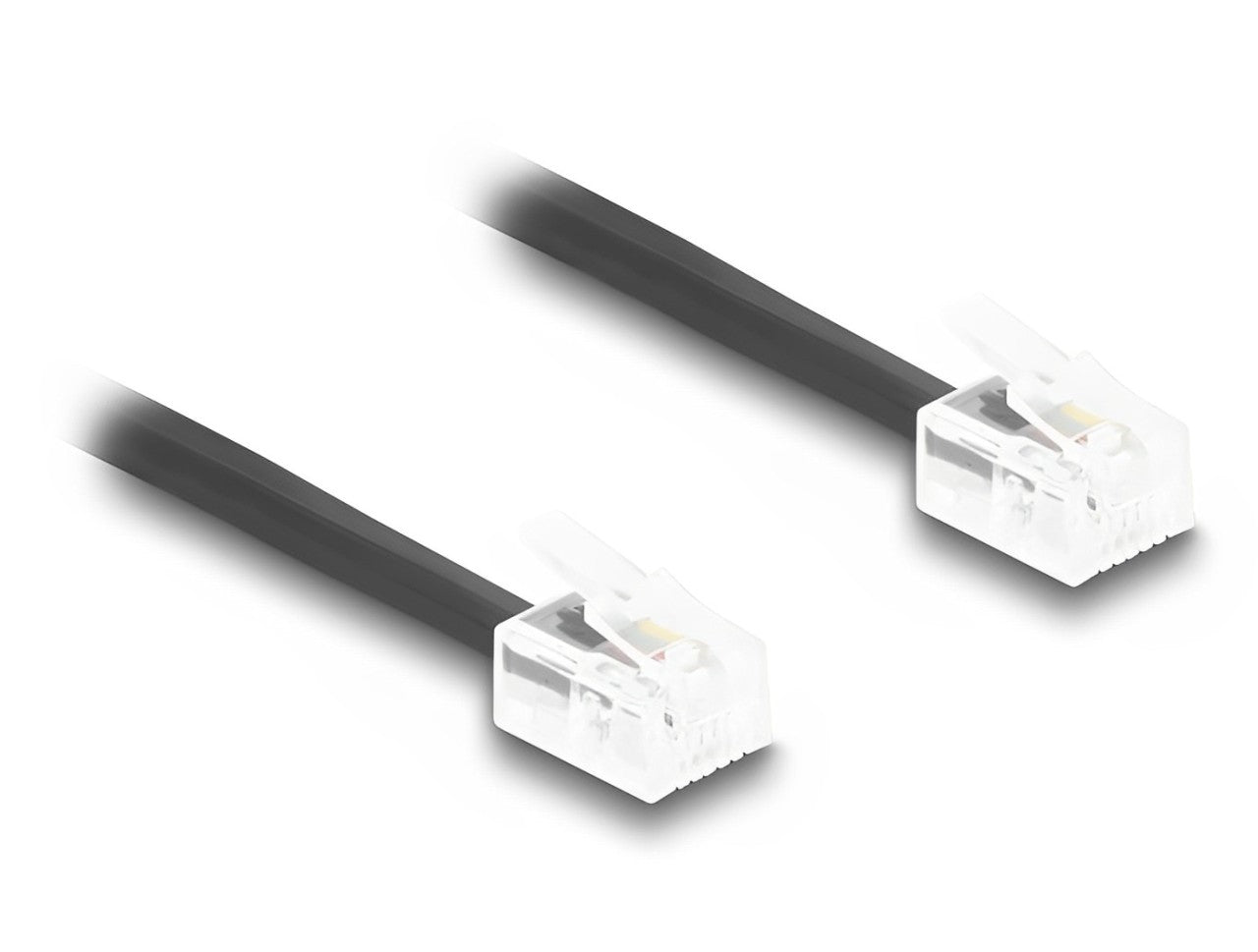 Delock Telephone Cable / Coiled Cable RJ11 plug to RJ11 plug black - delock.israel