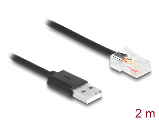 כבל תקשורת UPS תקע USB-A 2.0 לתקע RJ50 אורך 2 מטר - delock.israel