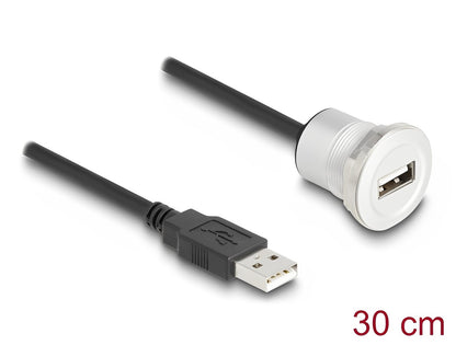 Delock USB 2.0 Type-A built-in female with cable plug 30 cm aluminium - delock.israel