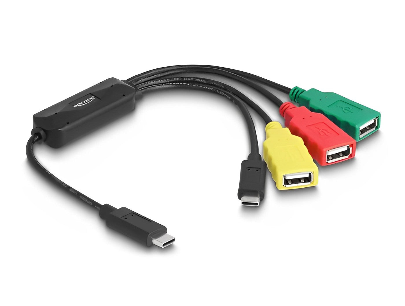 מפצל USB-C 2.0 על כבל עם 3 יציאות USB-A ותקע USB-C - delock.israel