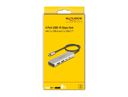 מפצל USB-C 10Gbps עם 4 יציאות USB-A/C כולל כבל באורך 35 ס"מ - delock.israel